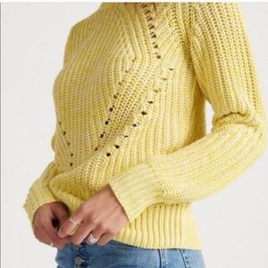 Lucky Brand Yellow Chunky Crew Neck Sweater XS